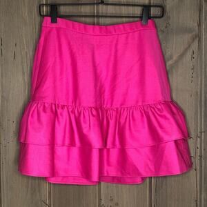 J. Crew PINK Wool Flannel Ruffle Skirt 0